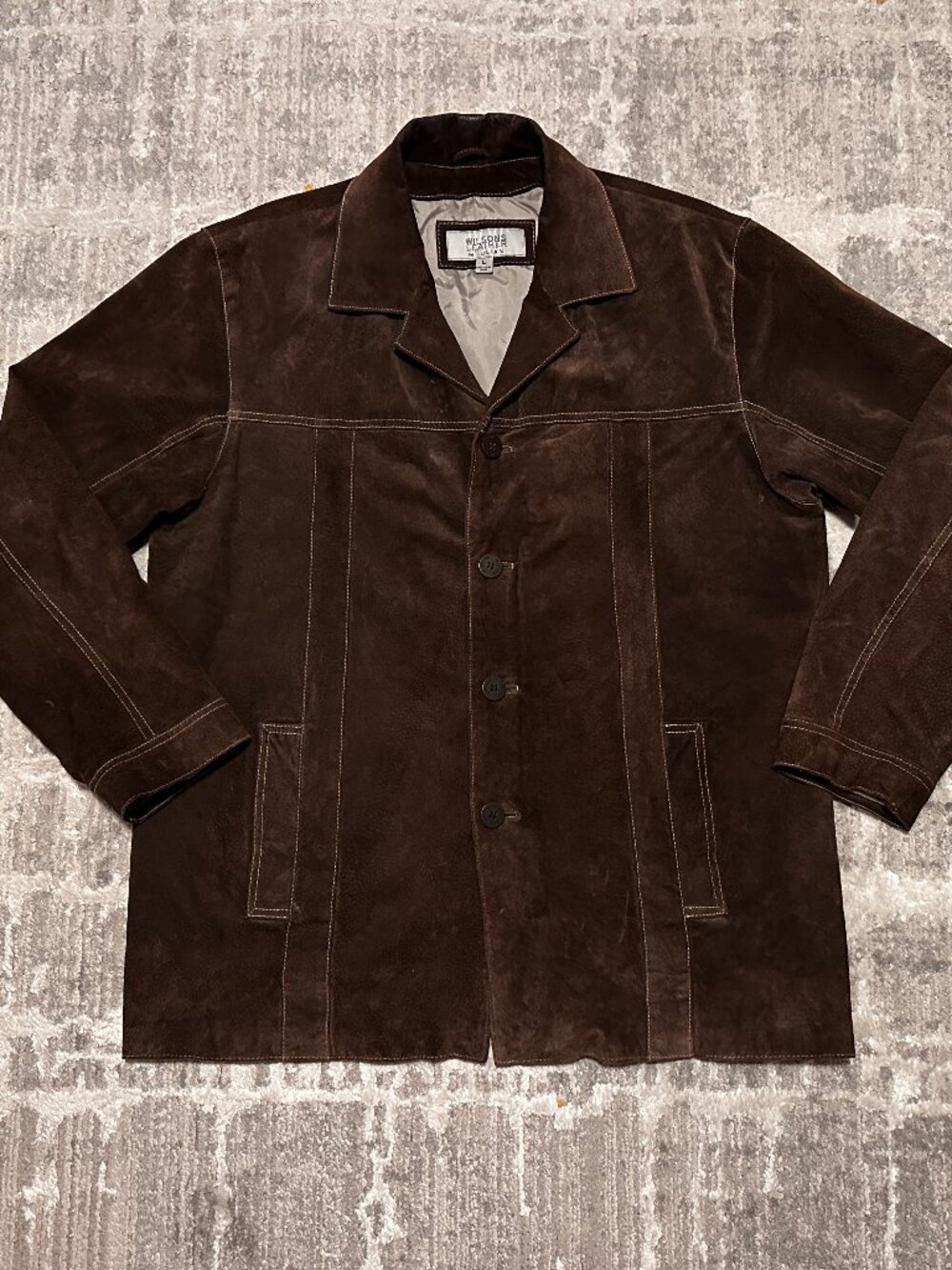 Wilsons Leather Jacket Mens Large Brown Suede Field Coat M Julian Vintage Lined